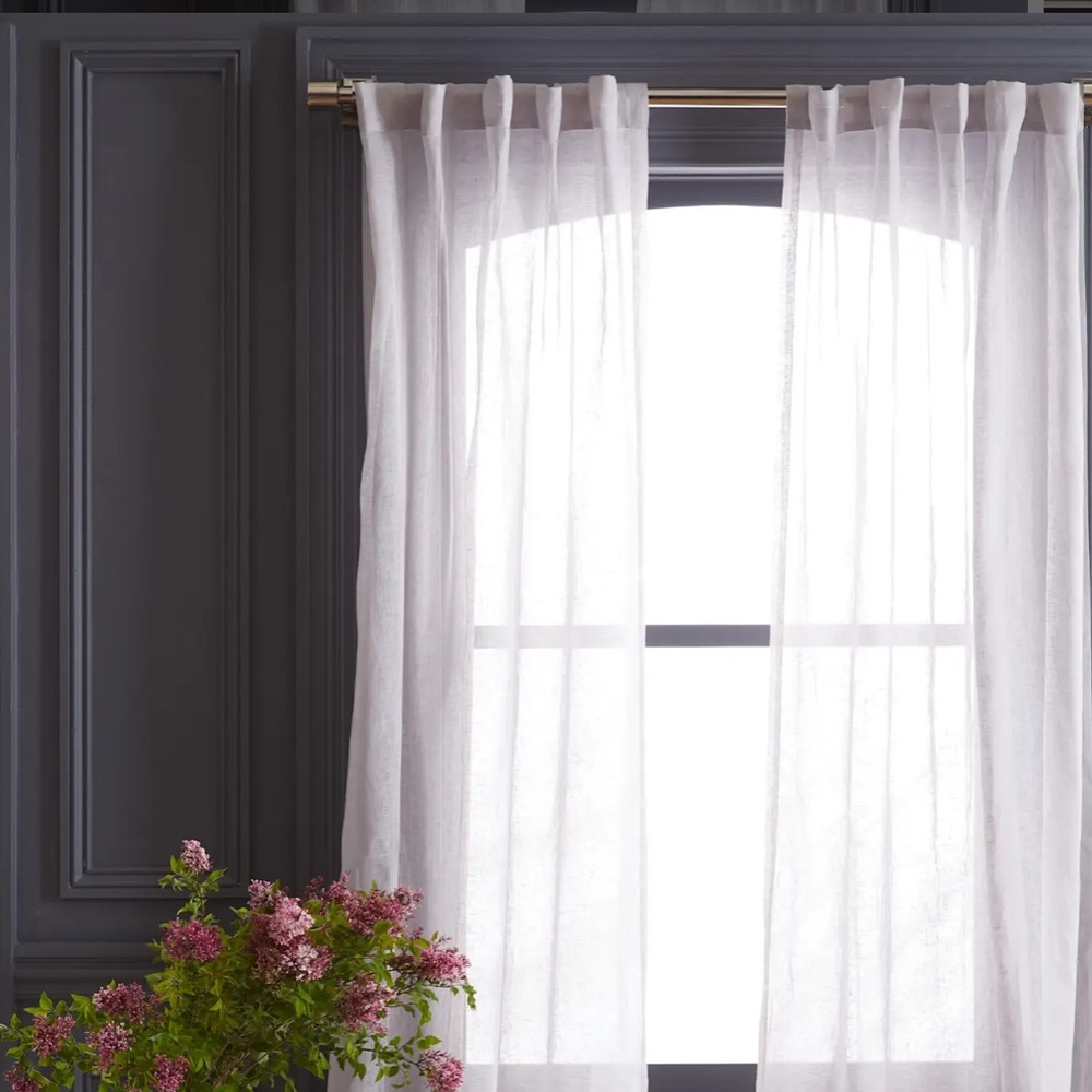 European Linen Sheer Curtain Set 2 Panels Cloud